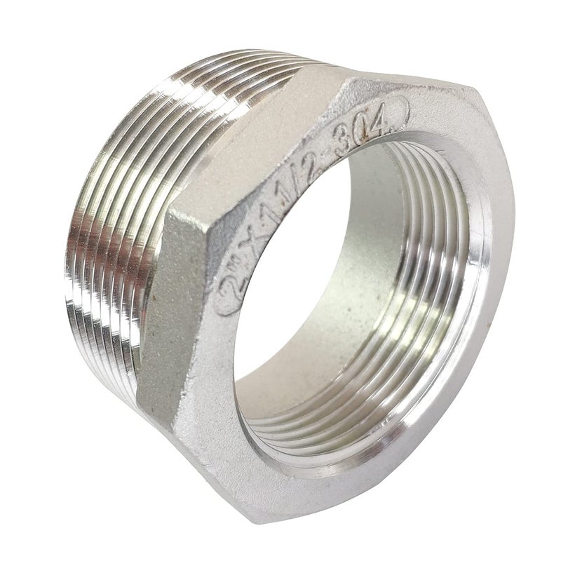LOZOME 2" Male x 1-1/2" Female Thread Reducer Bushing Pipe Fitting, Adapter, Stainless Steel SS 304 NPT Reducer Bushing Pipe Hose Fitting - Image 4